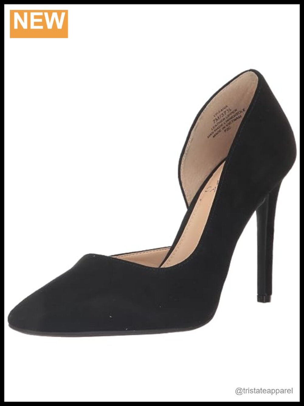 Leather D'Orsay Pump Almond Toe Stiletto Heel Formal Slip On Shoe